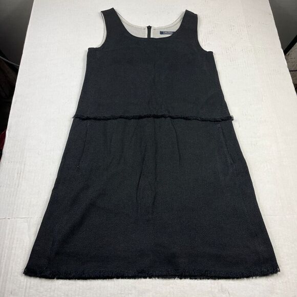 'S Max Mara Shift Dress Black Sleeveless Fringe Back Zip Work Casual Size 6/8 - Picture 1 of 12